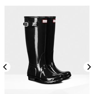 Shiny Black Hunter Rain Boots